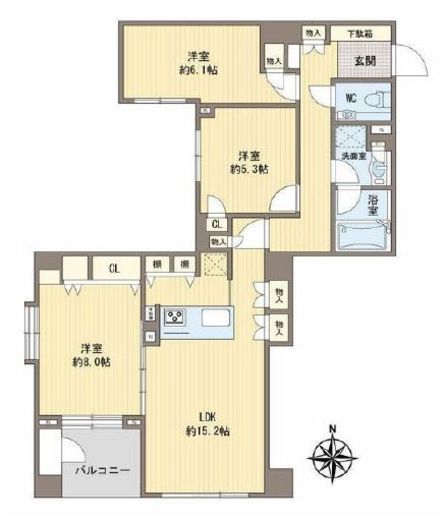 レジオン白金クロス 3階 間取り図