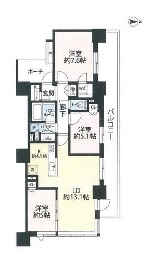 シティタワー金町タワー棟 16階 間取り図