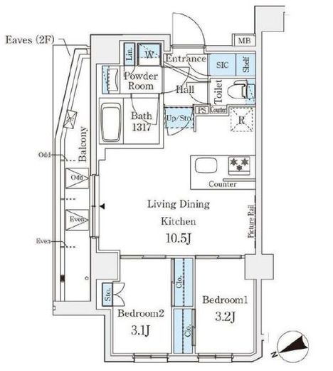アジールコート山手動坂 201 間取り図