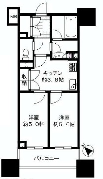 ファミール新宿グランスイートタワー 2階 間取り図