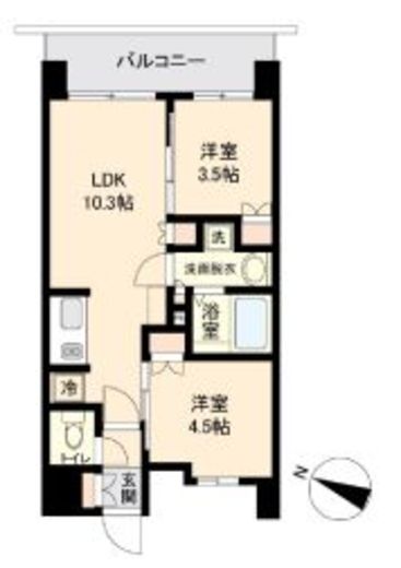 オープンブルーム二子 101 間取り図
