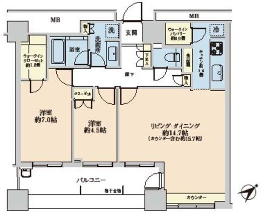パークホームズ武蔵小山 12階 間取り図