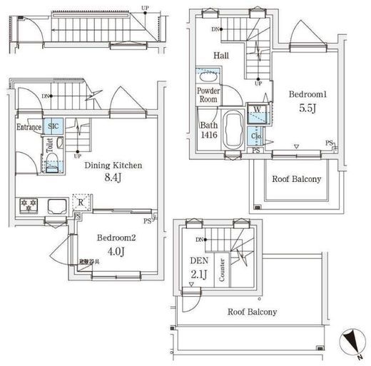AGRATIO TERRACE恵比寿 (アグレシオテラス恵比寿) 210 間取り図