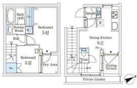 AGRATIO TERRACE恵比寿 (アグレシオテラス恵比寿) 102 間取り図