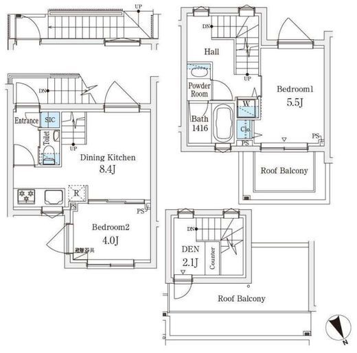 AGRATIO TERRACE恵比寿 (アグレシオテラス恵比寿) 209 間取り図