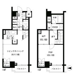 パークキューブ神田 1405 間取り図