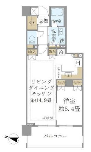 ブリリア神楽坂id 5階 間取り図