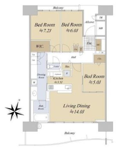 HARUMI FLAG SEA VILLAGE (晴海フラッグ シーヴィレッジ) 7階 間取り図