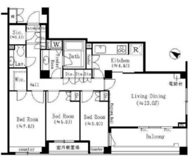 ツインズコート弦巻ノーステラス 1階 間取り図