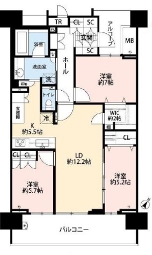 HARUMI FLAG SEA VILLAGE (晴海フラッグ シーヴィレッジ) 13階 間取り図