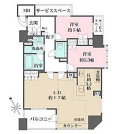 ジオ四谷坂町 5階 間取り図