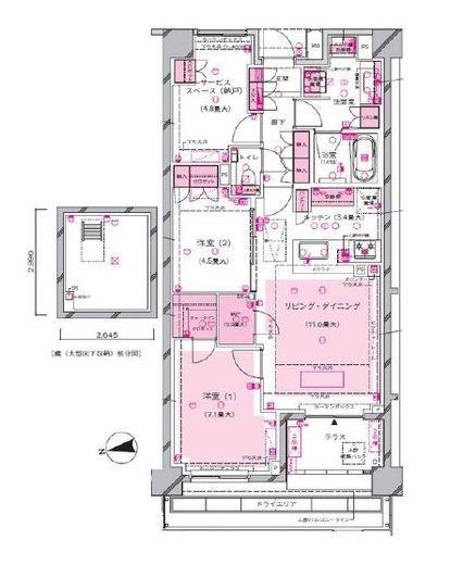 ブランズ牛込柳町 1階 間取り図