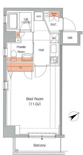 エストゥルースプラス東神奈川 205 間取り図