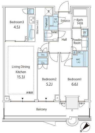 パークタワー勝どきミッド/サウス 38階 間取り図