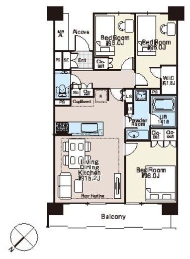 HARUMI FLAG SUN VILLAGE (晴海フラッグ サンヴィレッジ) 5階 間取り図