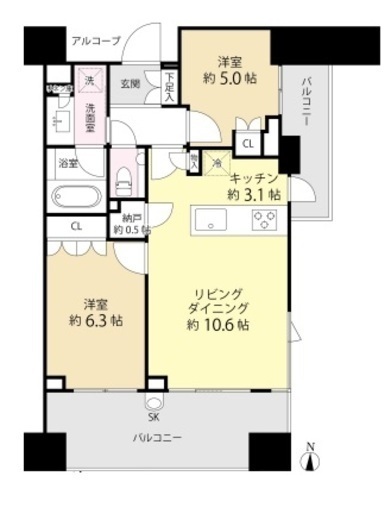 グランドメゾン神楽坂 6階 間取り図