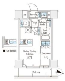 パークアクシス横浜阪東橋 810 間取り図