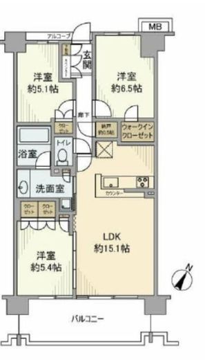 オーベルグランディオ横浜鶴見コンフォートテラス 3階 間取り図