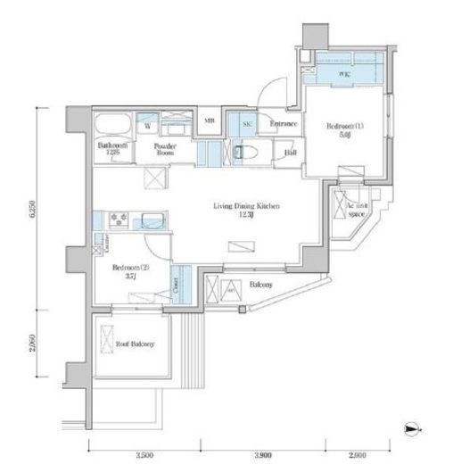 デュオフラッツ篠崎 607 間取り図