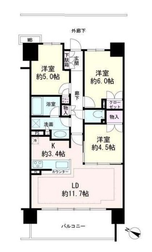 プライム湘南辻堂リーフィアレジデンス 3階 間取り図