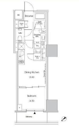 ザ・パークハビオ市ヶ谷イースト 502 間取り図