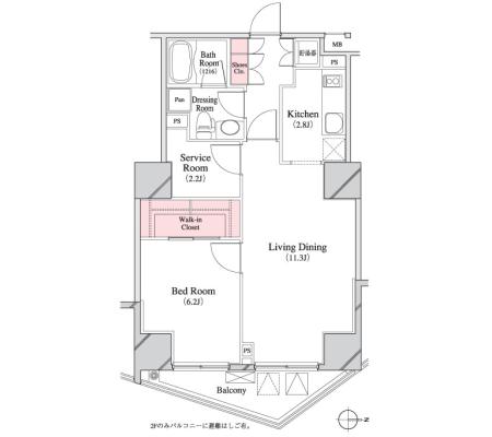パークキューブ八丁堀 205 間取り図