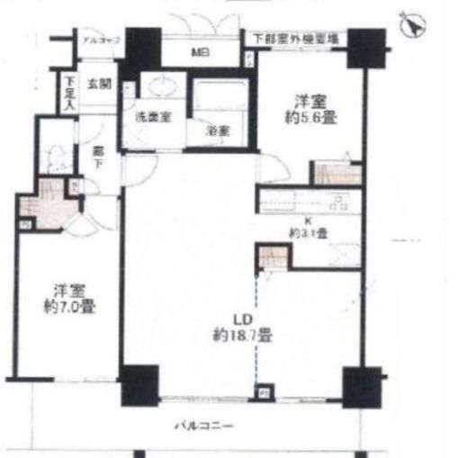 アップルタワー東京キャナルコート 2階 間取り図
