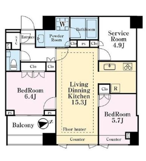 グランドメゾン三軒茶屋プレイス 6階 間取り図