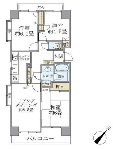 高輪パークホームズ 6階 間取り図