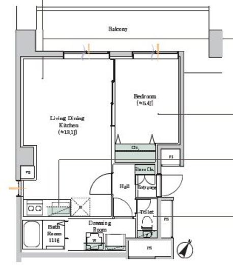 ブルックサイド水天宮前 501 間取り図