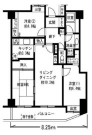 ヴィルヌーブ文京千駄木 8階 間取り図