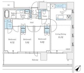 HARUMI FLAG SUN VILLAGE (晴海フラッグ サンヴィレッジ) 6階 間取り図