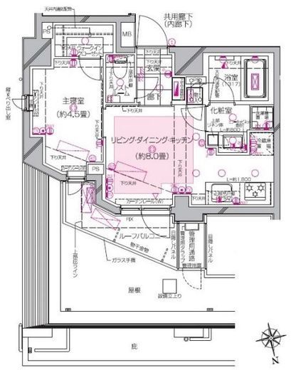 ピアース下北沢 4階 間取り図