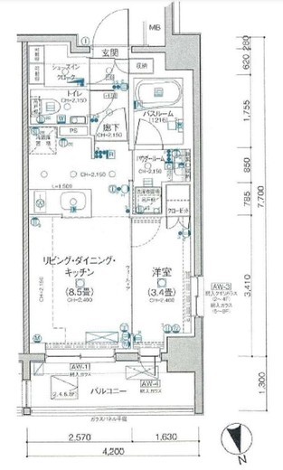 デュオステージ宮崎台 3階 間取り図