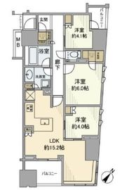 ザ・パークハウス日本橋大伝馬町 14階 間取り図