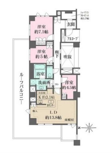 ザ・パークハウス湯島龍岡町 5階 間取り図