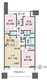 ガーデンフラッグシティ 13階 間取り図