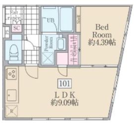 Reve Residence 市ヶ谷Ⅱ (レーヴレジデンス市ヶ谷Ⅱ) 101 間取り図