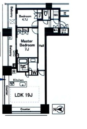 パークタワーグランスカイ 19階 間取り図