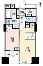 クオリア神南フラッツ 14階 間取り図