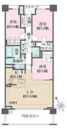 ザ・パークハウス東戸塚レジデンス 9階 間取り図