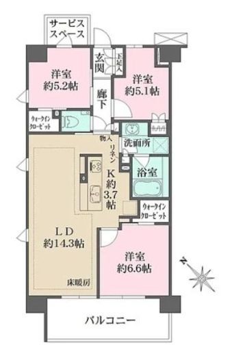 ザ・パークハウス横浜川和町テラス 8階 間取り図