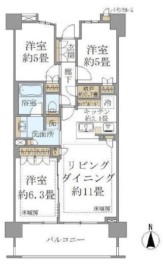 ブリリア大山町 5階 間取り図