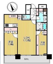 ザ・タワー横浜北仲 23階 間取り図