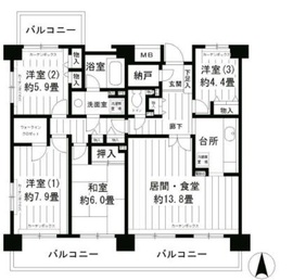 フレスコ川崎 608 間取り図