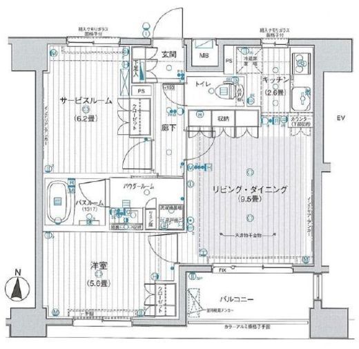 パレステージ横浜台町 5階 間取り図