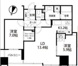 大崎ウエストシティタワーズ イースト 22階 間取り図