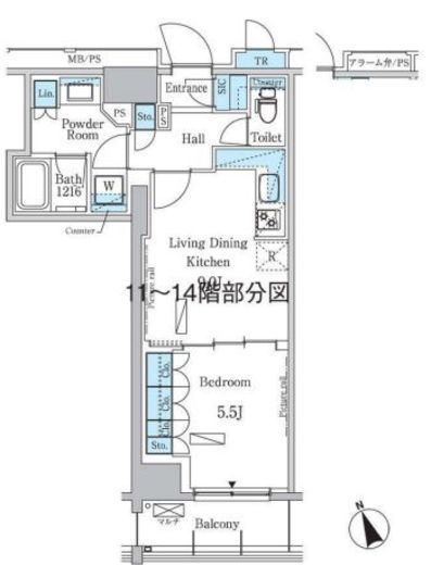 パークアクシス浅草レジデンス 1308 間取り図