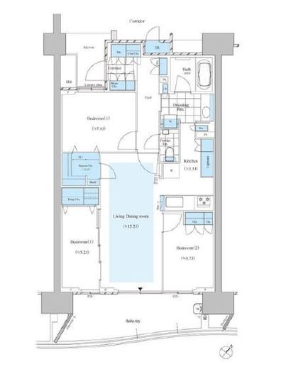 HARUMI FLAG SEA VILLAGE (晴海フラッグ シーヴィレッジ) 15階 間取り図
