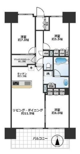キャピタルガーデン東大島ソレア 4階 間取り図